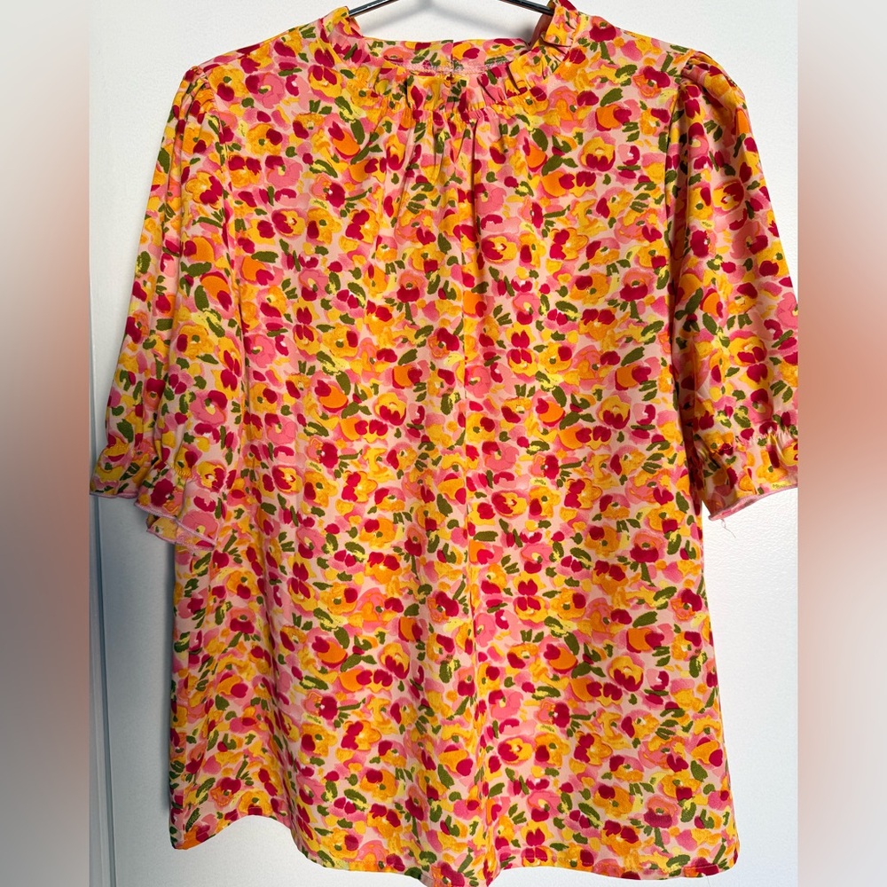 Floral Women's Top - Pink and Orange